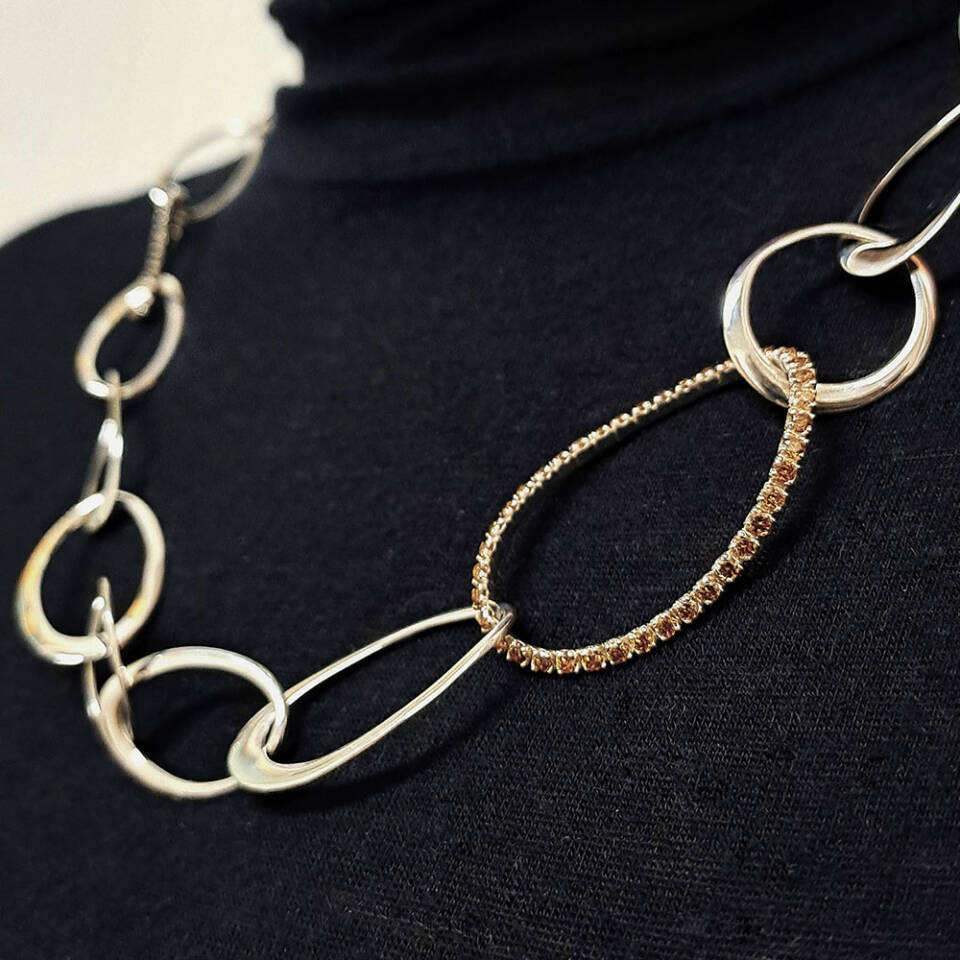 Collana argento versione con Cubic Zirconia