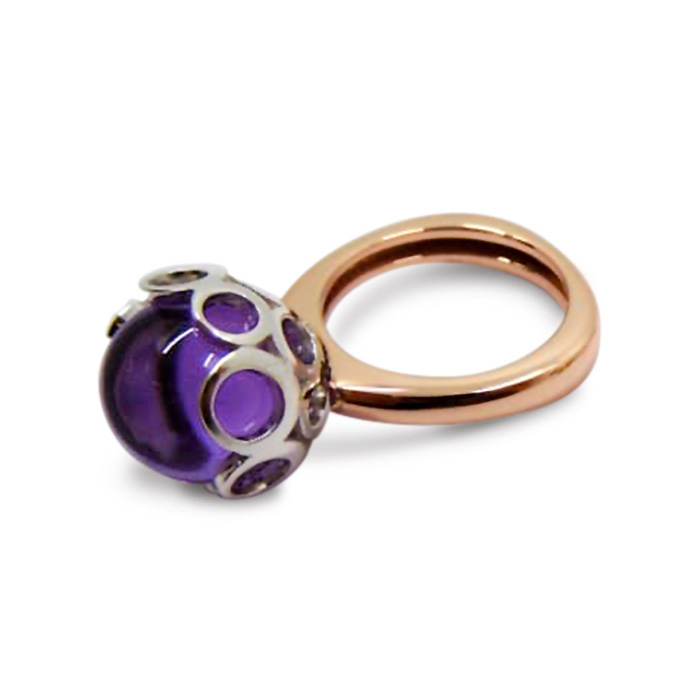 Anello "Folia" in argento con pietra idrotermale viola